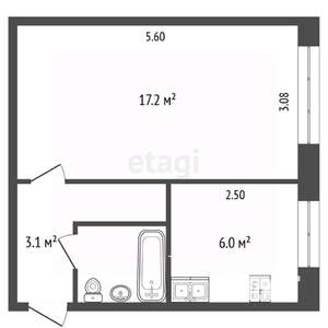 1-к квартира, вторичка, 30м2, 2/5 этаж